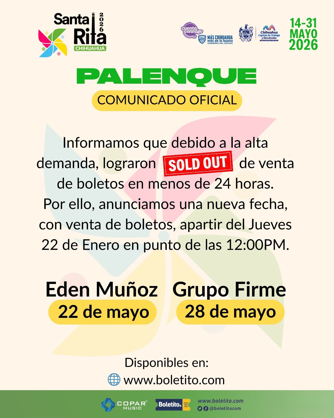 Anuncian nuevas fechas para Edén Muñoz y Grupo Firme