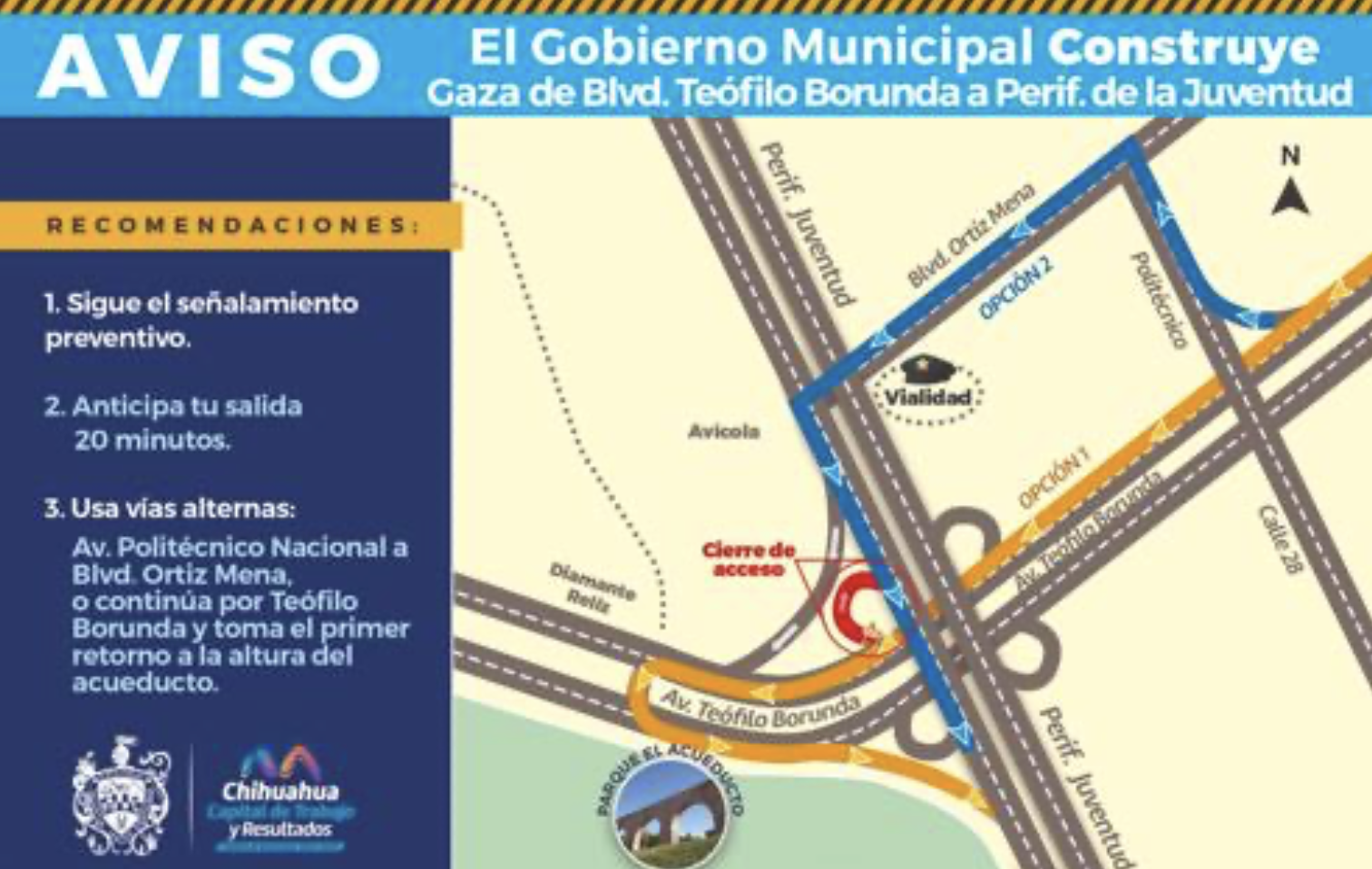 Cerrarán “Trébol” Norte en Periférico de la Juventud y Canal 