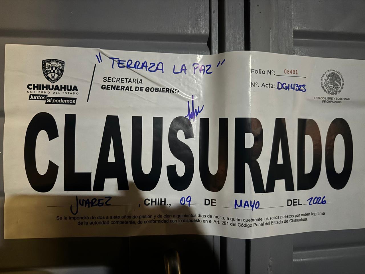 Clausura Gobernación 26 establecimientos