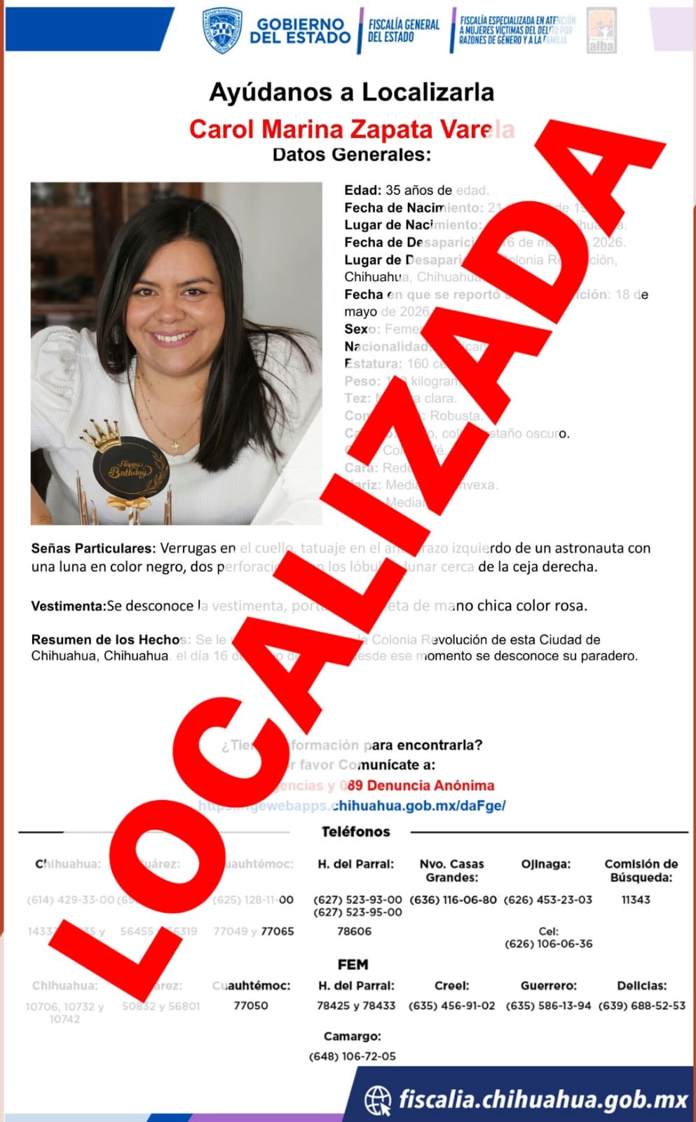 Localiza FEM a dos mujeres reportadas como ausentes en Chihuahua